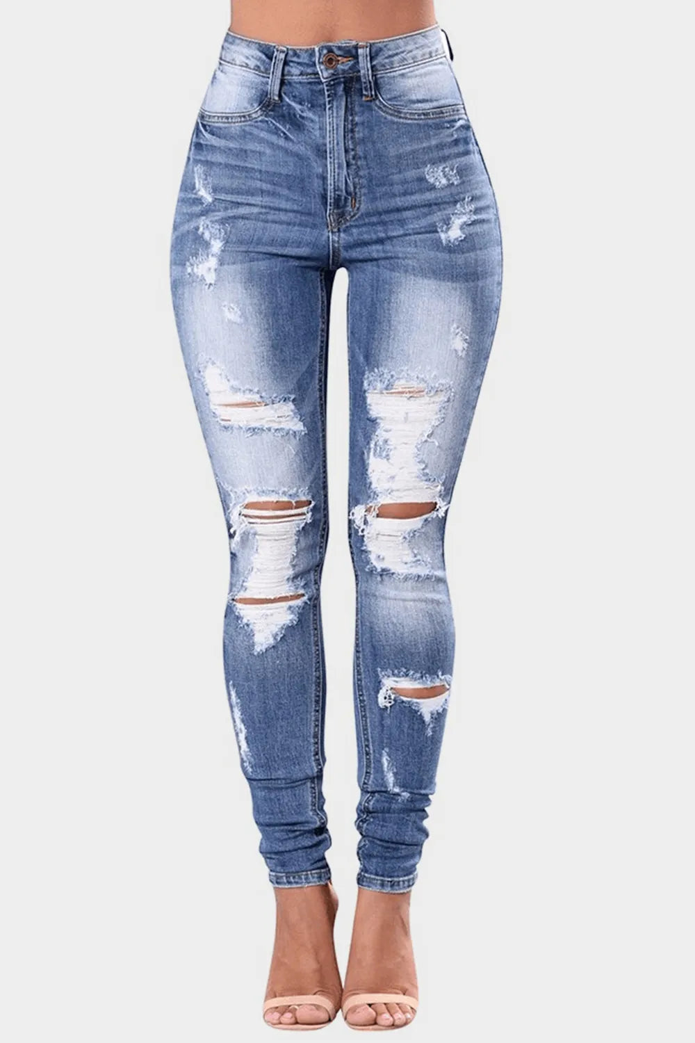 Full Size Distressed Skinny Jeans Plus Size – Trendsi | ClozArt