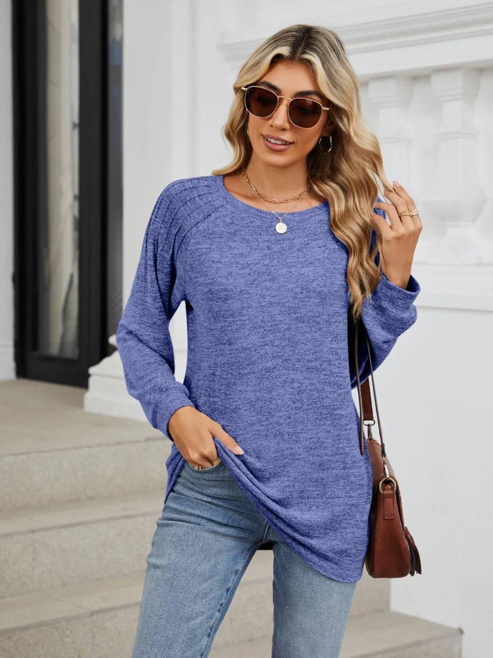 Round Neck Long Sleeve T-Shirt – Trendsi | ClozArt