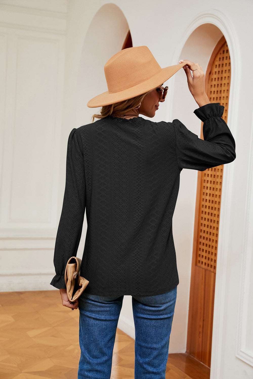 V-Neck Flounce Sleeve Blouse – Trendsi | ClozArt