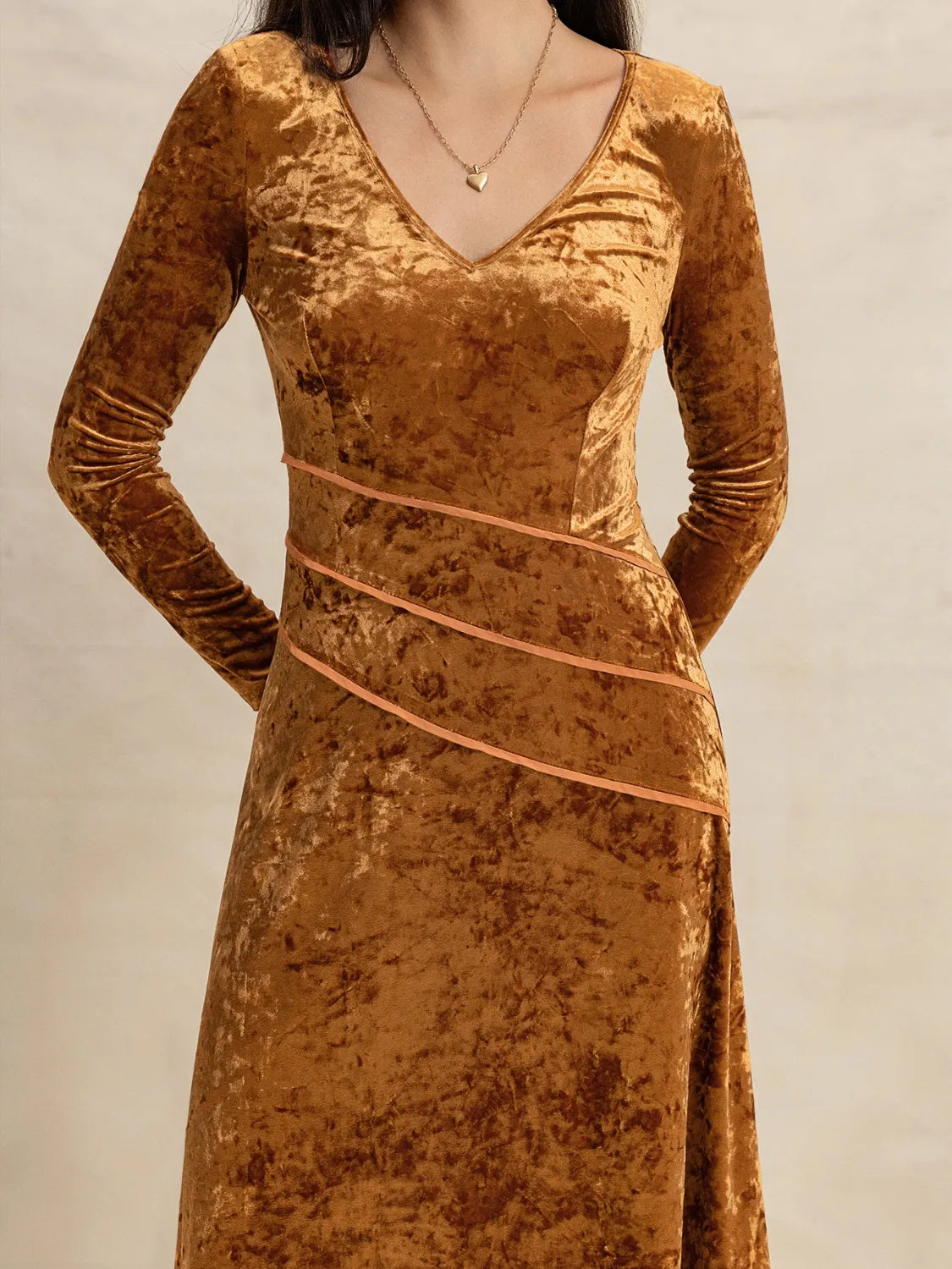 V-Neck Long Sleeve Midi Dress – Trendsi | ClozArt