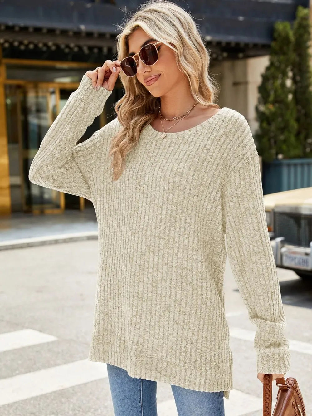 Round Neck Long Sleeve T-Shirt – Trendsi | ClozArt