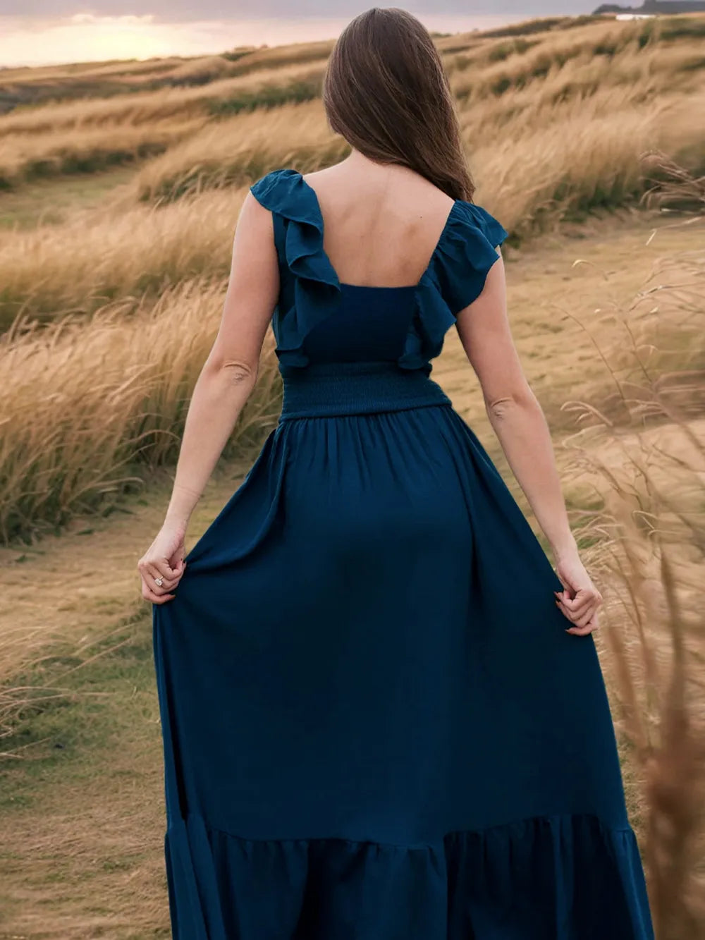 Ruffled Smocked Square Neck Maxi Dress – Trendsi | ClozArt