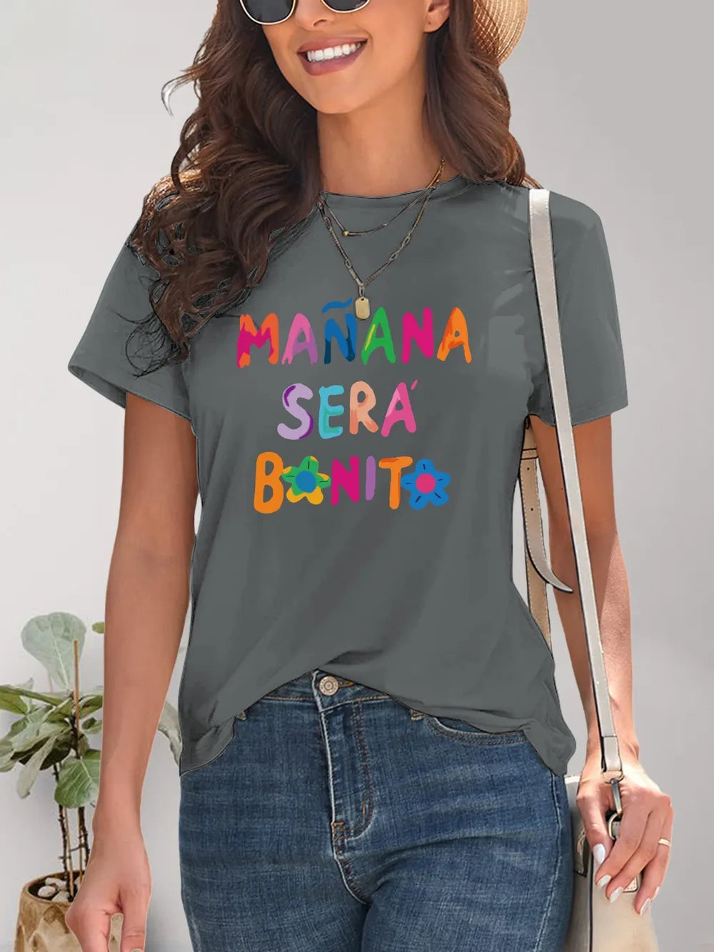 Letter Graphic Round Neck Short Sleeve T-Shirt – Trendsi | ClozArt