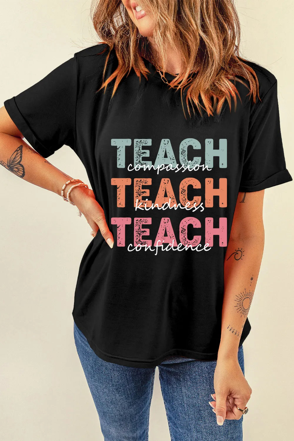 Letter Graphic Round Neck Short Sleeve T-Shirt – Trendsi | ClozArt