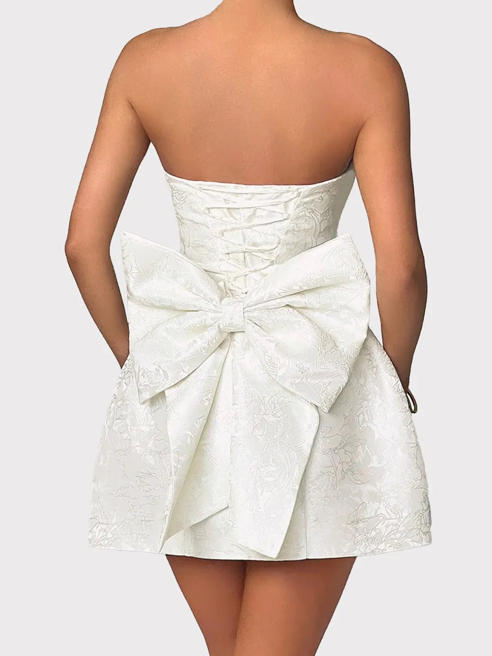 Lace-Up Sleeveless Satin Mini Dress with Bow – Trendsi | ClozArt