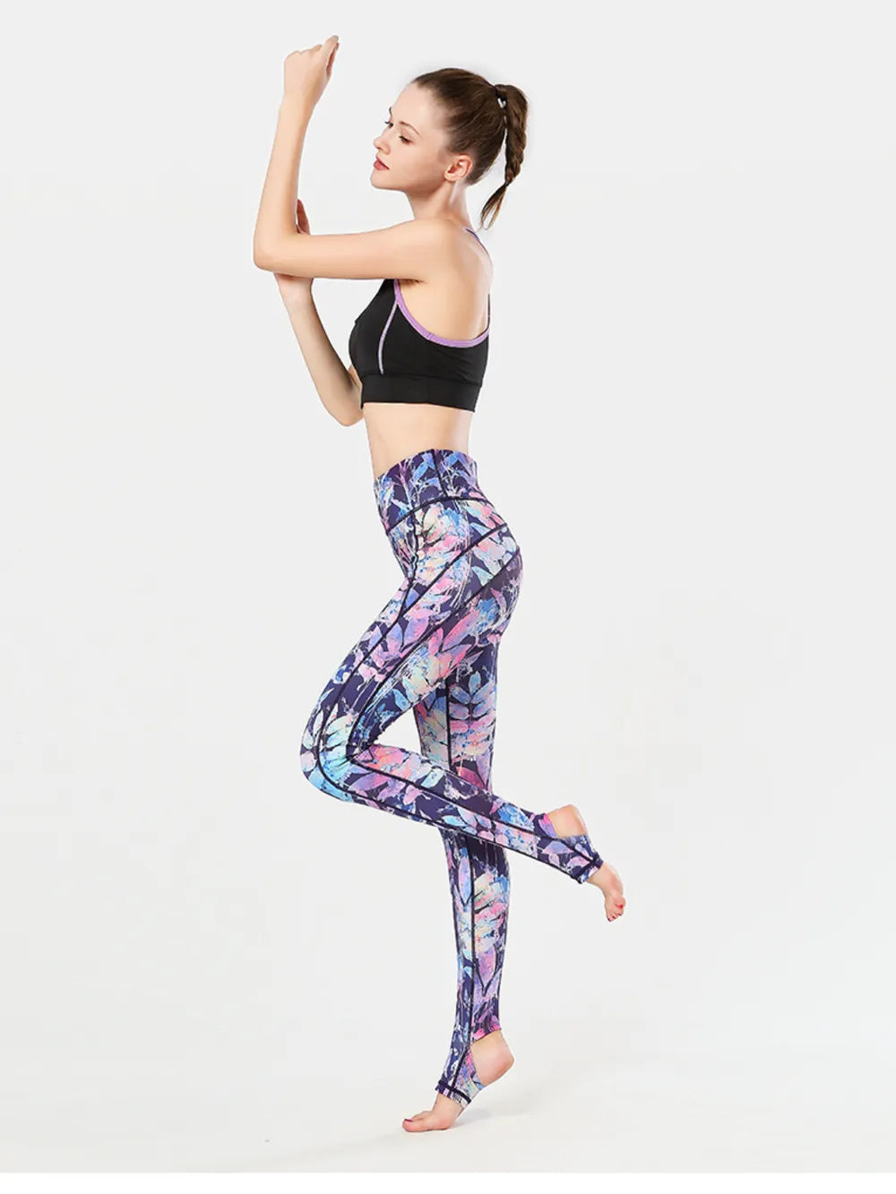Printed Wide Waistband Active Leggings with Stirrups – Trendsi | ClozArt