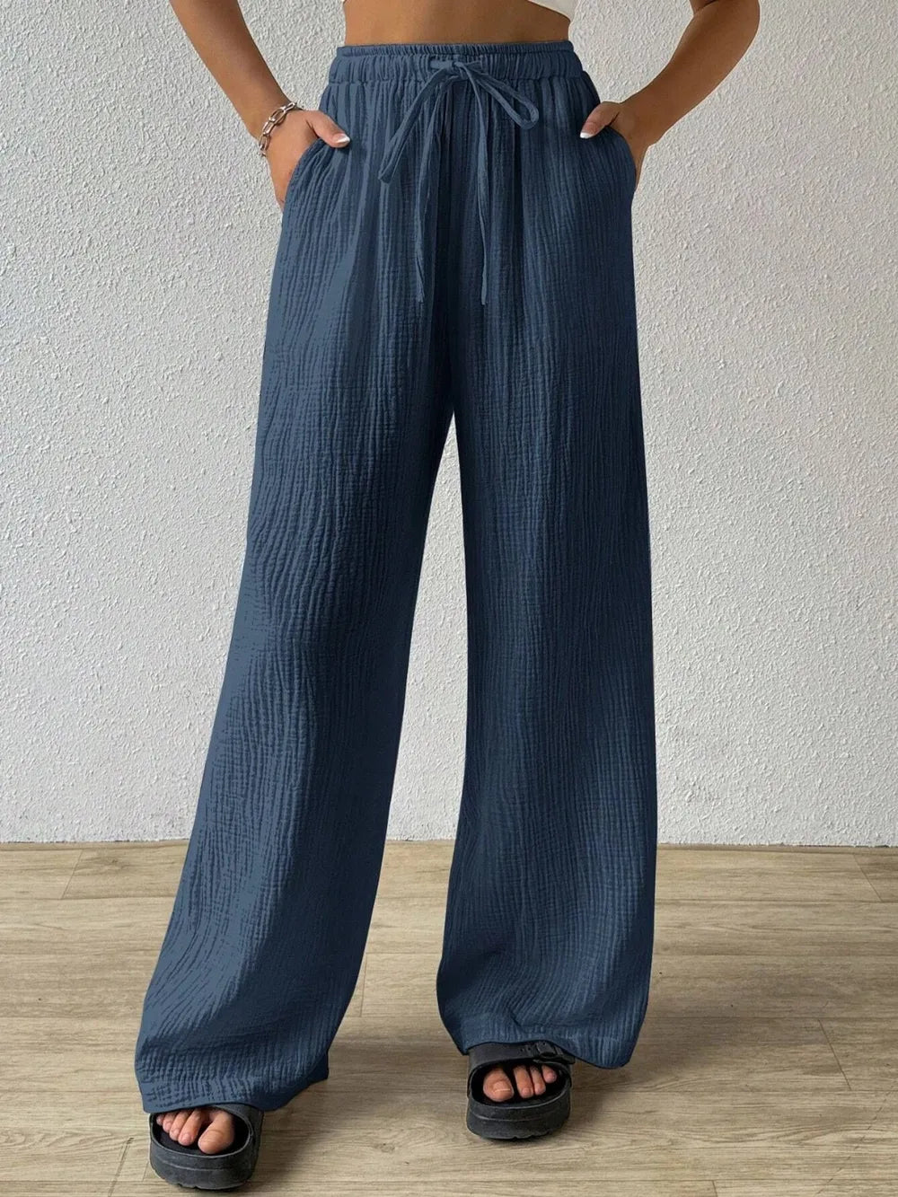 Drawstring Wide Leg Pants – Trendsi | ClozArt