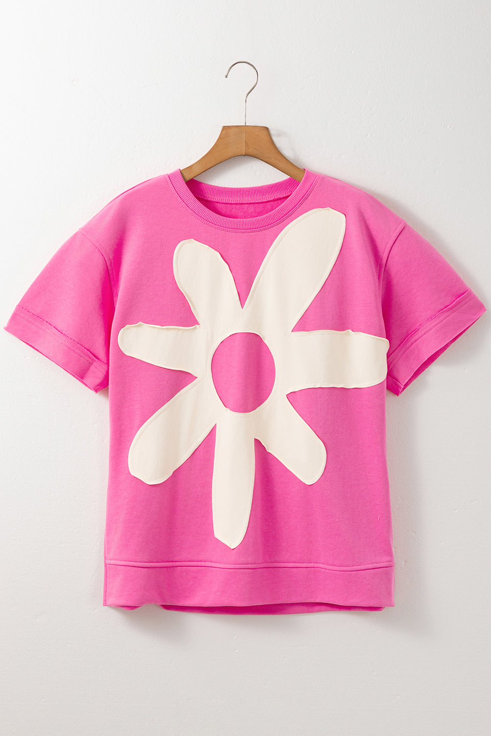 Sachet Pink 60s Flower Applique Slits T-Shirt – Shewin | ClozArt