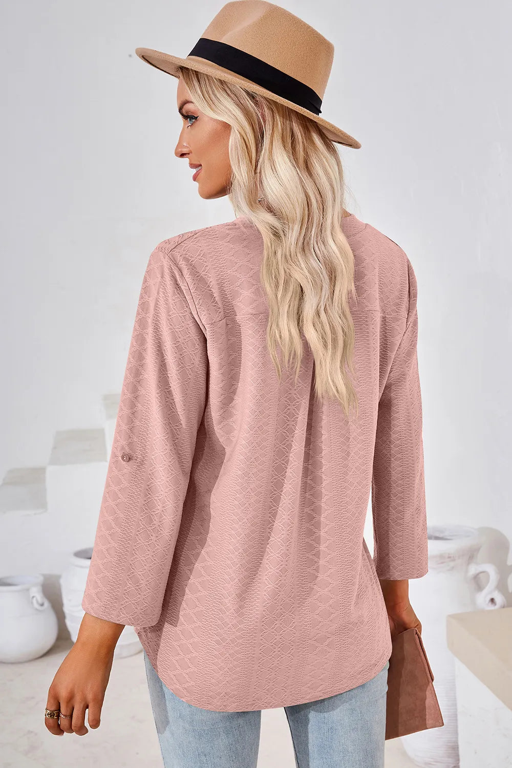 Notched Roll-Tab Sleeve T-Shirt – Trendsi | ClozArt