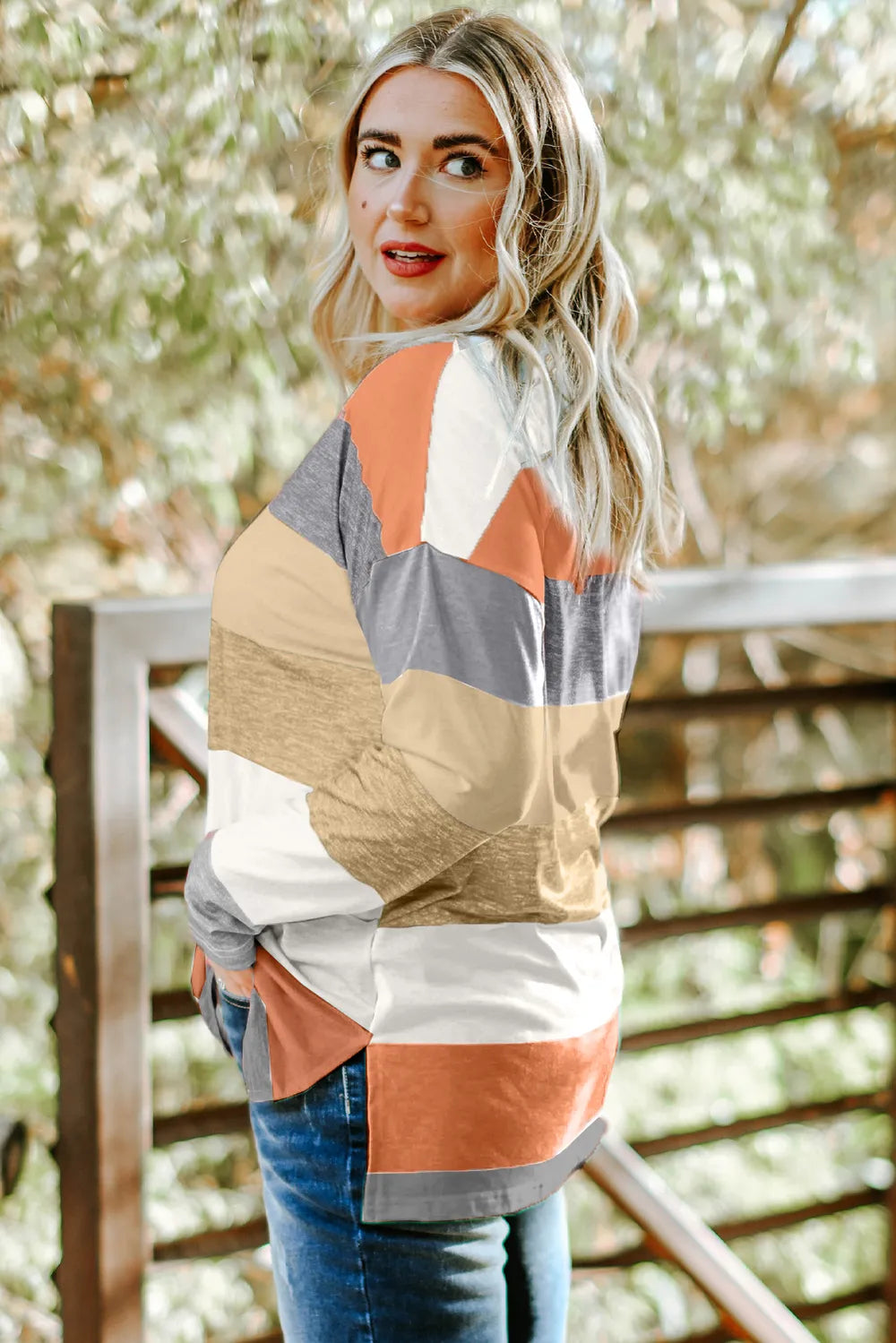 Plus Size Striped Slit Long Sleeve T-Shirt – Trendsi | ClozArt