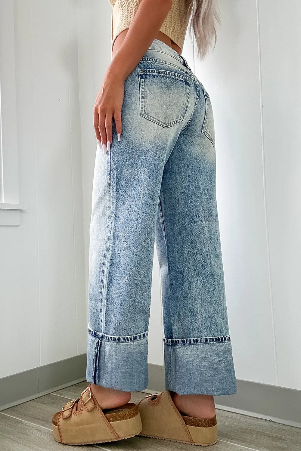 Washed Wide Leg Jeans with Pockets – Trendsi | ClozArt