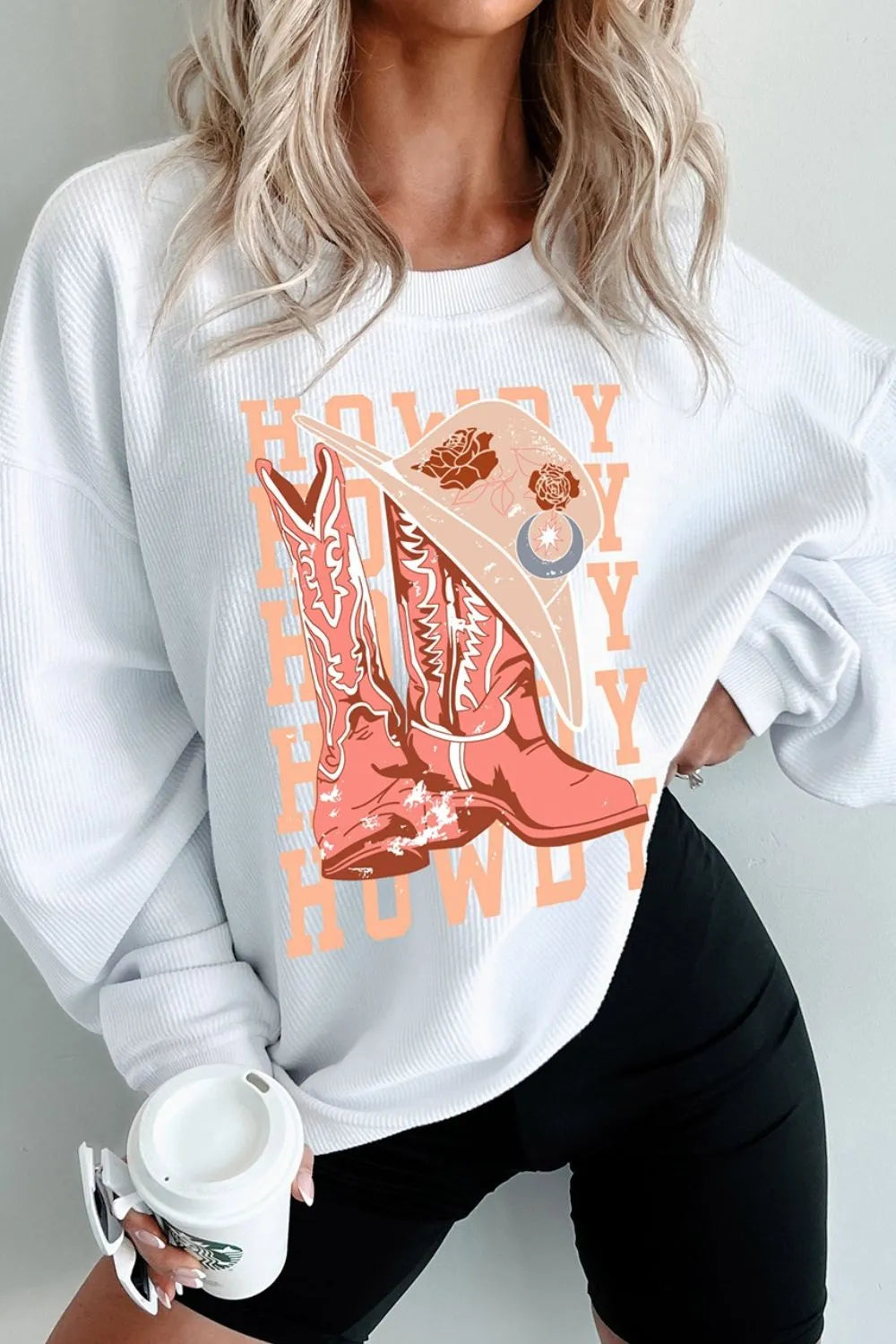 Boots Graphic Round Neck Long Sleeve Sweatshirt – Trendsi | ClozArt