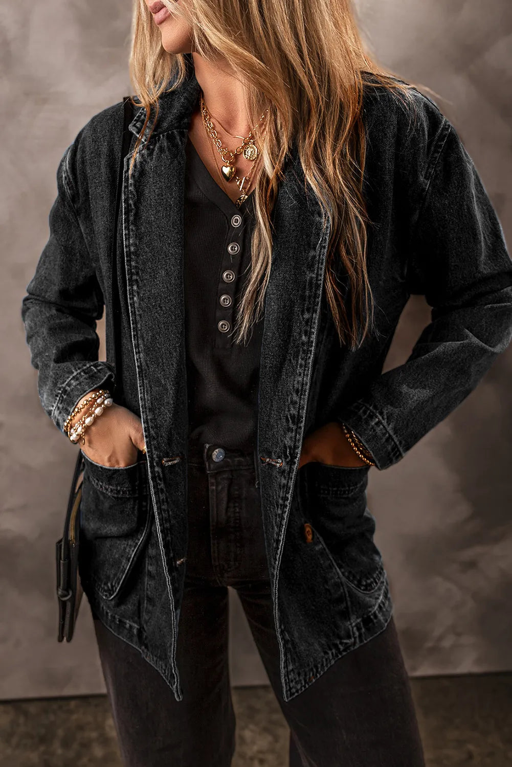 Pocketed Long Sleeve Denim Jacket – Trendsi | ClozArt