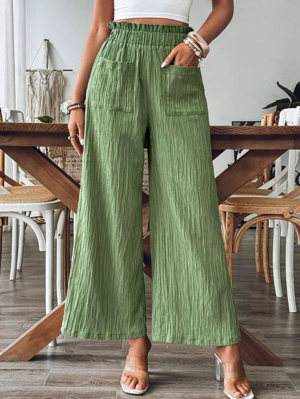 Pocketed Elastic Waist Wide Leg Pants – Trendsi | ClozArt