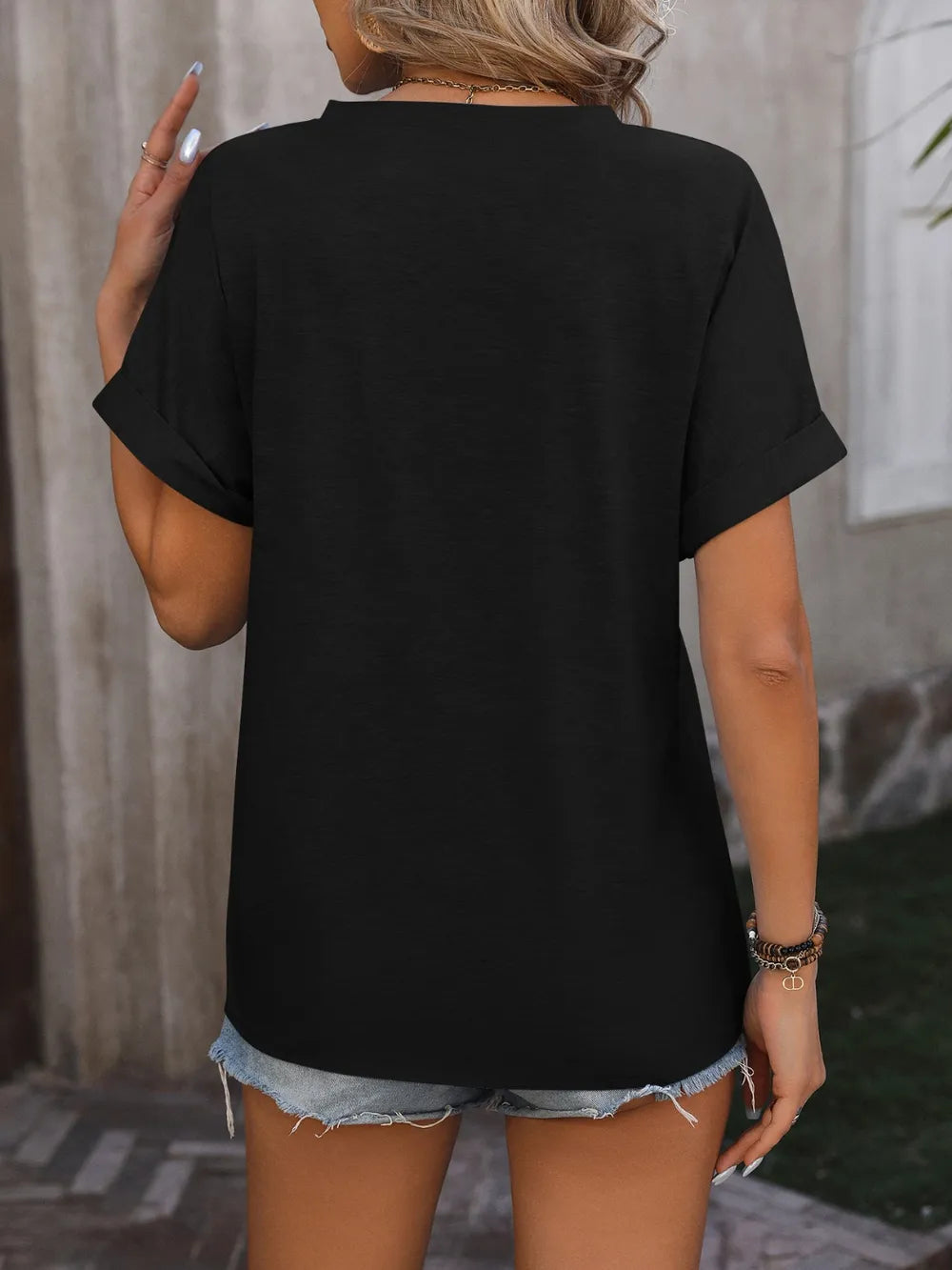 Mandy Notched Buttoned Short Sleeve T-Shirt – Trendsi | ClozArt