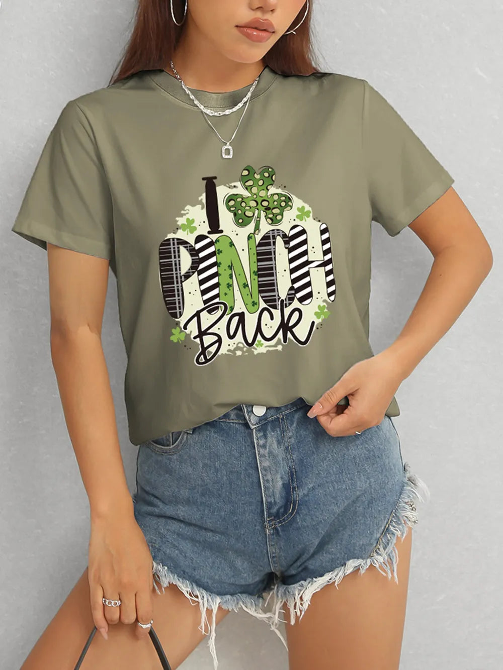 I PINCH BACK Round Neck Short Sleeve T-Shirt – Trendsi | ClozArt