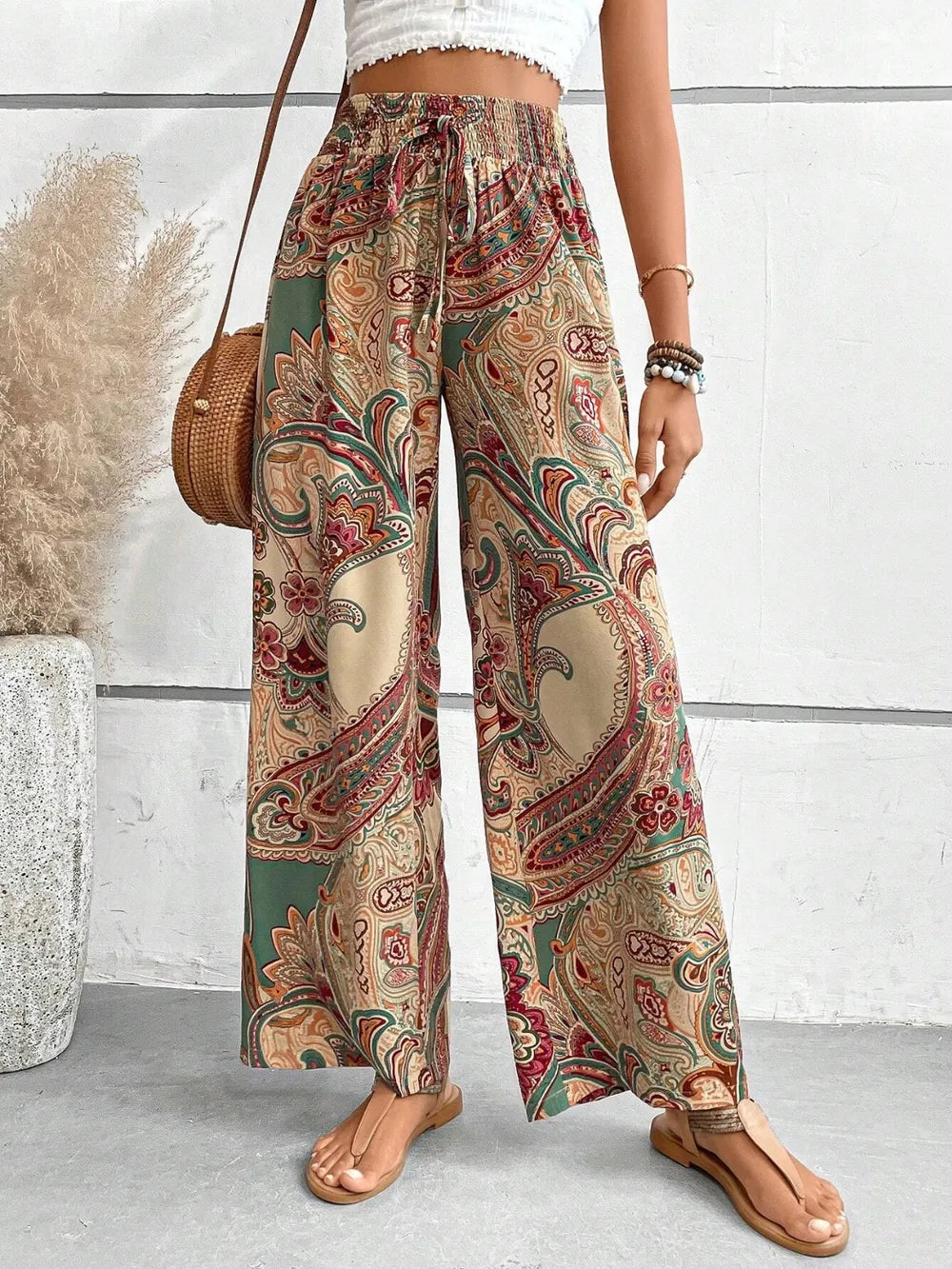 Printed Wide Leg Pants – Trendsi | ClozArt