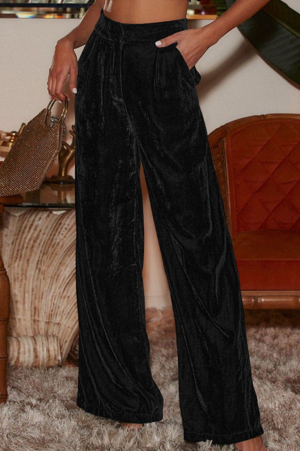 Loose Fit High Waist Long Pants with Pockets – Trendsi | ClozArt