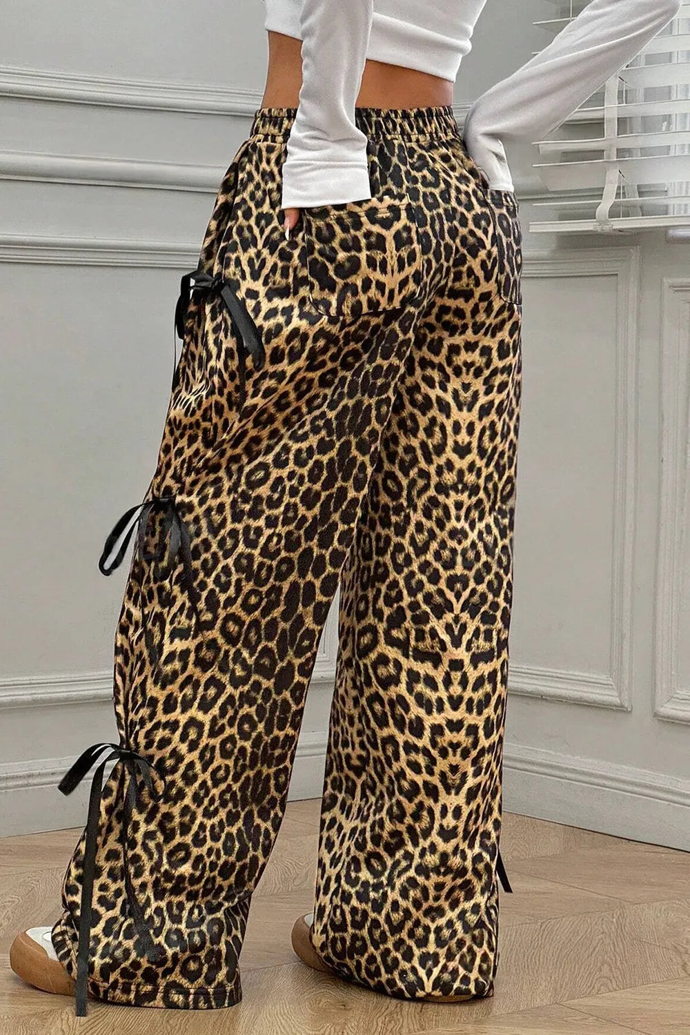 Leopard Bow Tie Elastic Waist Pants – Trendsi | ClozArt