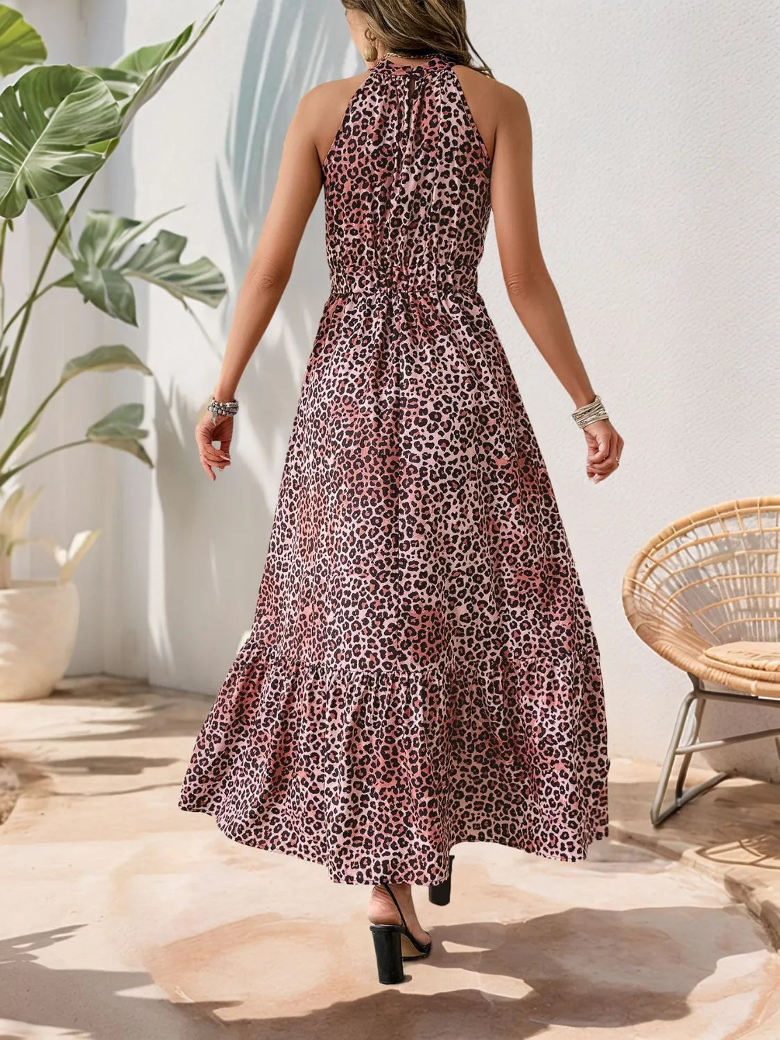 Butterfly Leopard Grecian Neck Maxi Dress – Trendsi | ClozArt