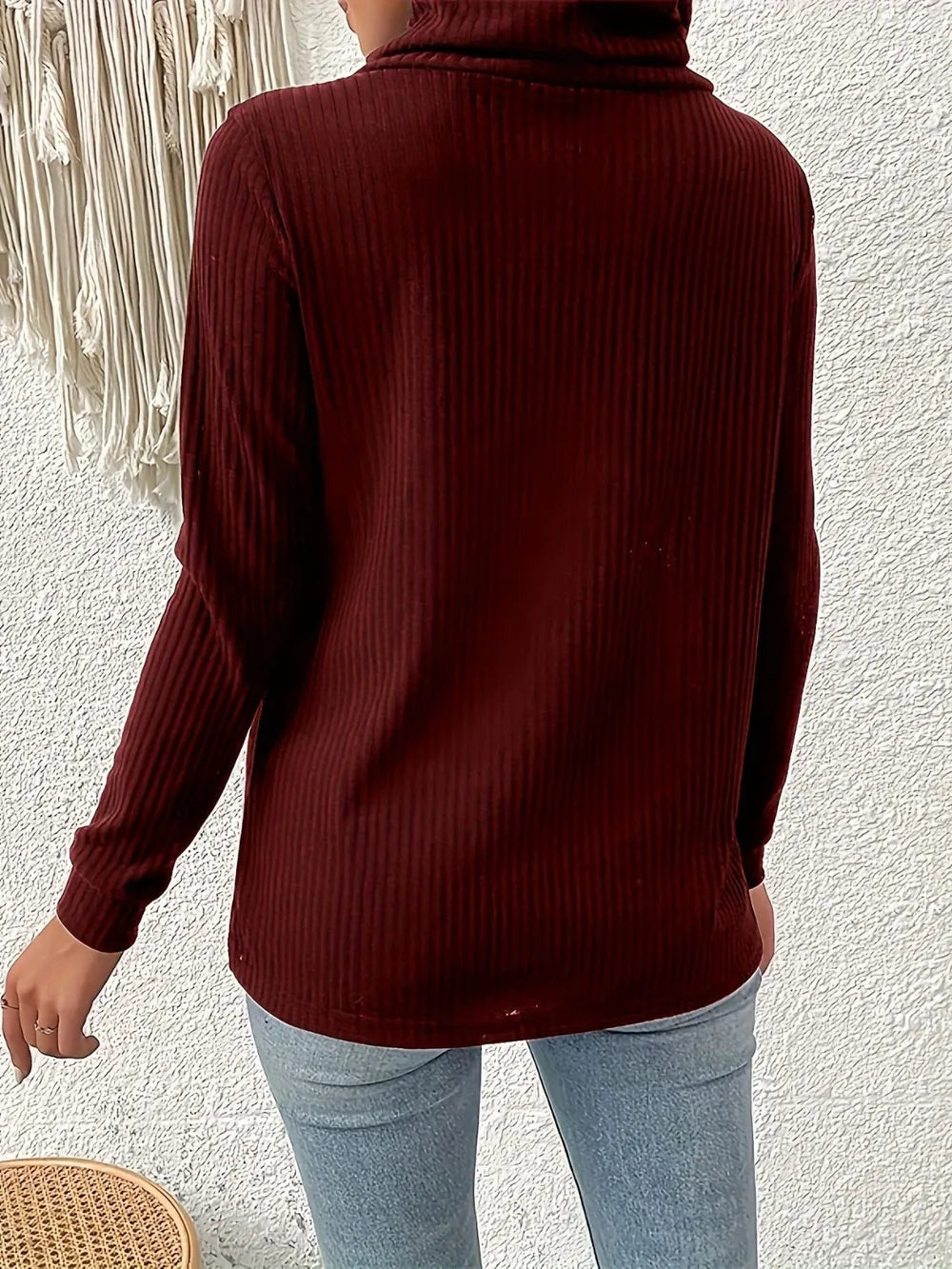 Decorative Button Turtleneck Long Sleeve T-Shirt – Trendsi | ClozArt