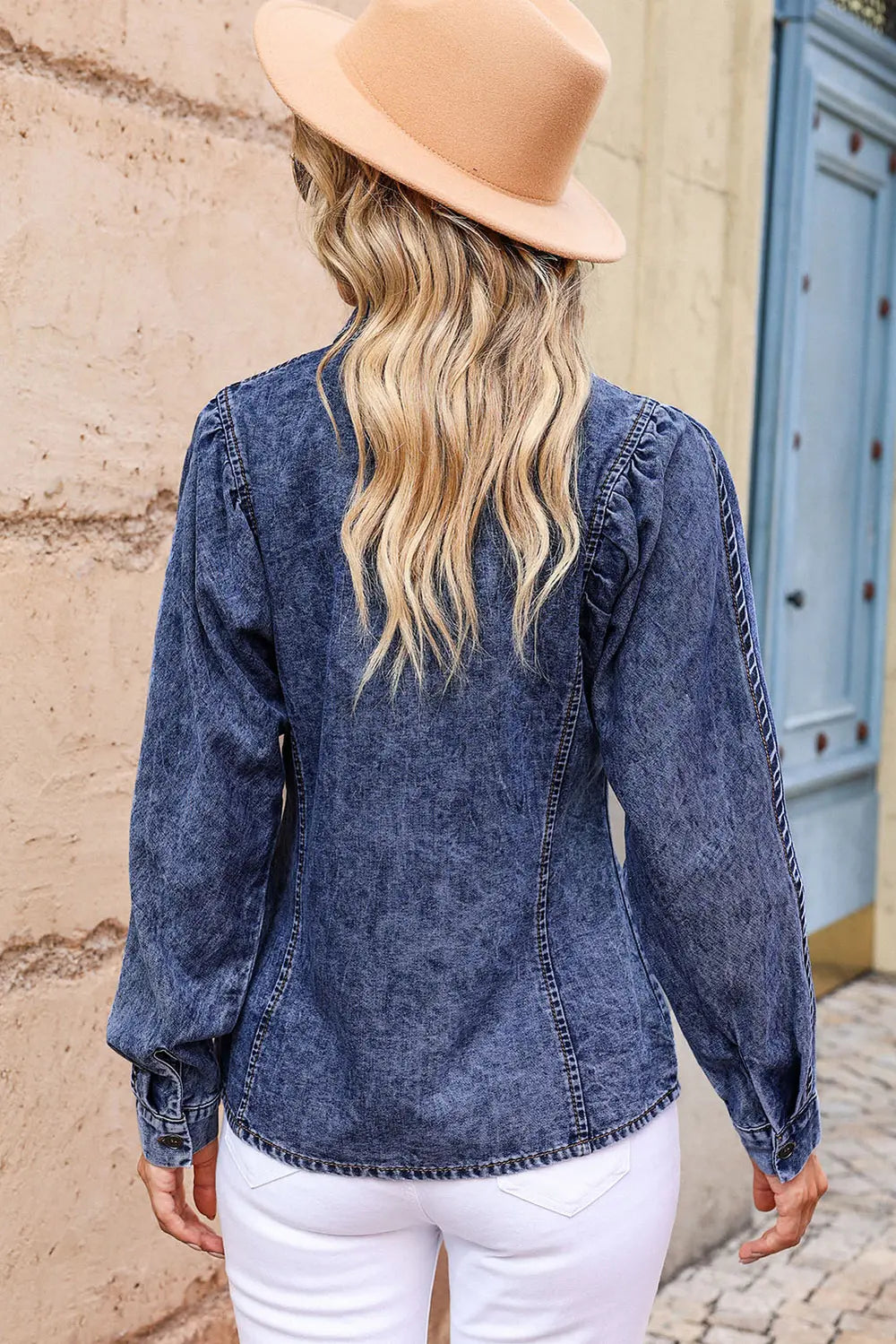 Button Up Collared Neck Denim Top – Trendsi | ClozArt