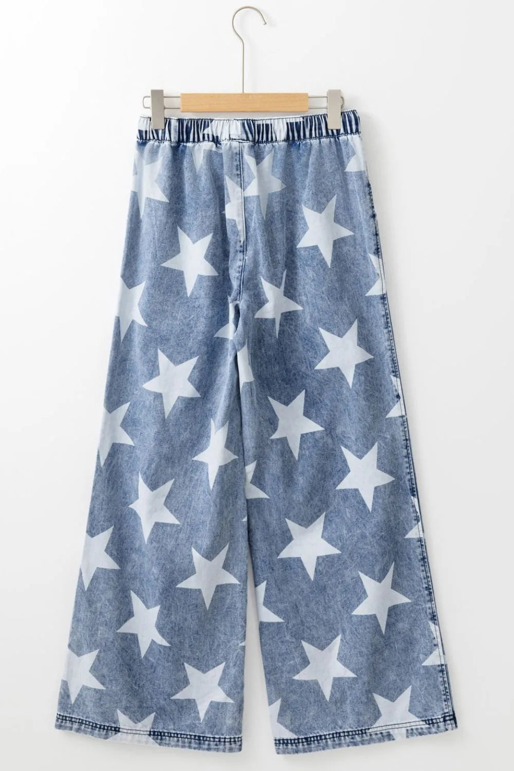 Star Print Washed Drawstring High Waist Wide Leg Jeans – Trendsi | ClozArt