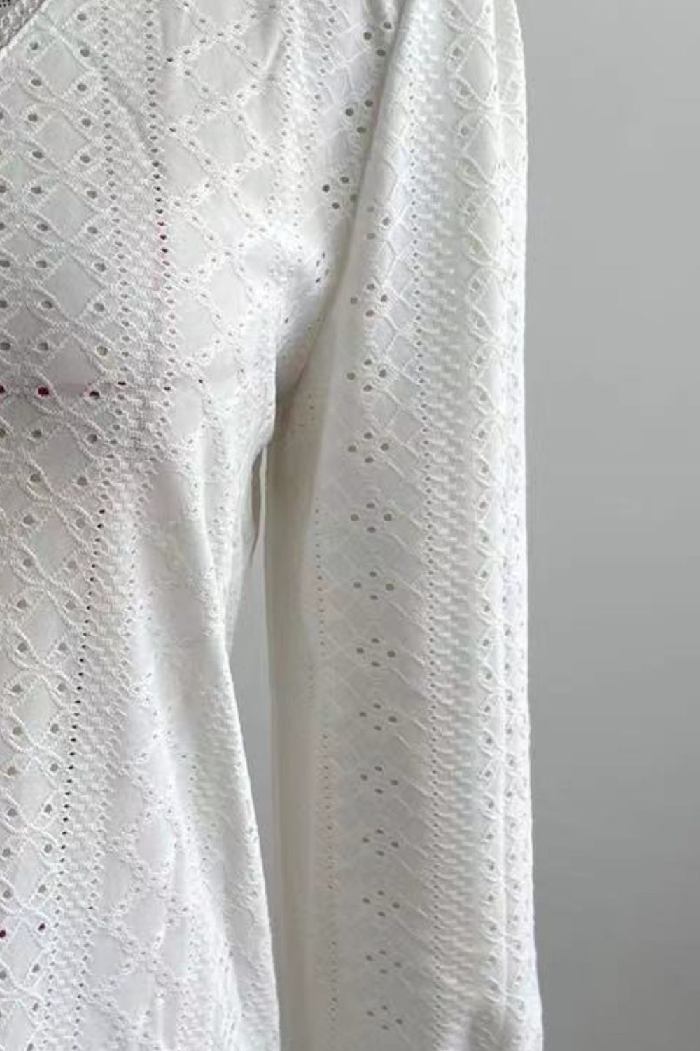 Eyelet V-Neck Flounce Sleeve Blouse – Trendsi | ClozArt