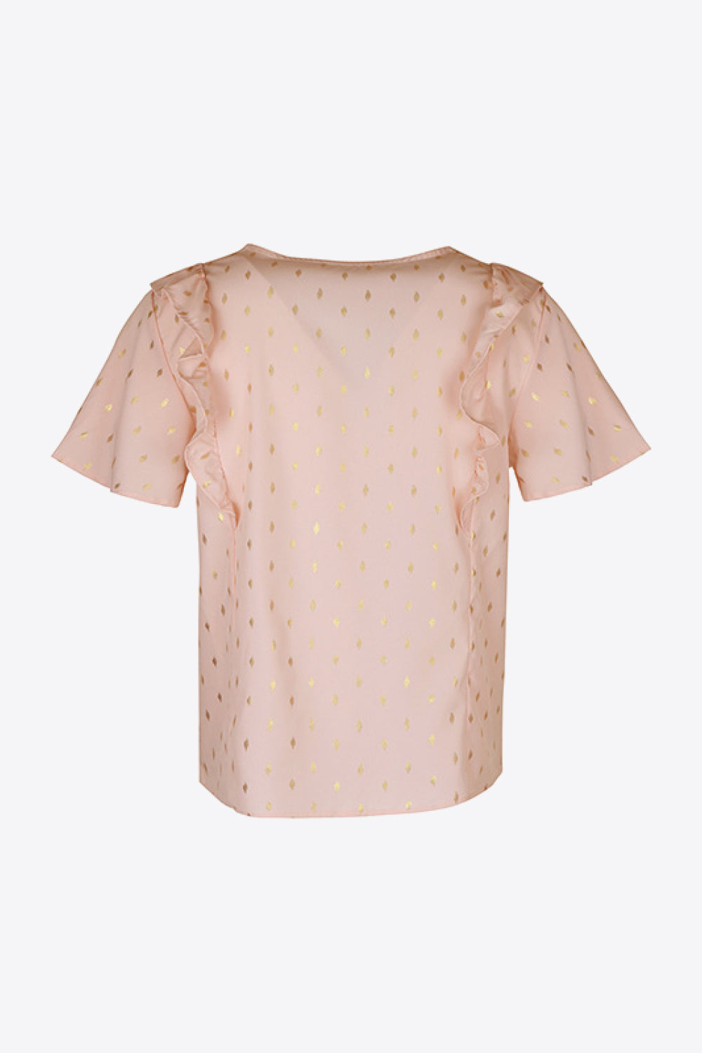 Perfee Printed Ruffle Trim Pleated Detail Blouse – Trendsi | ClozArt
