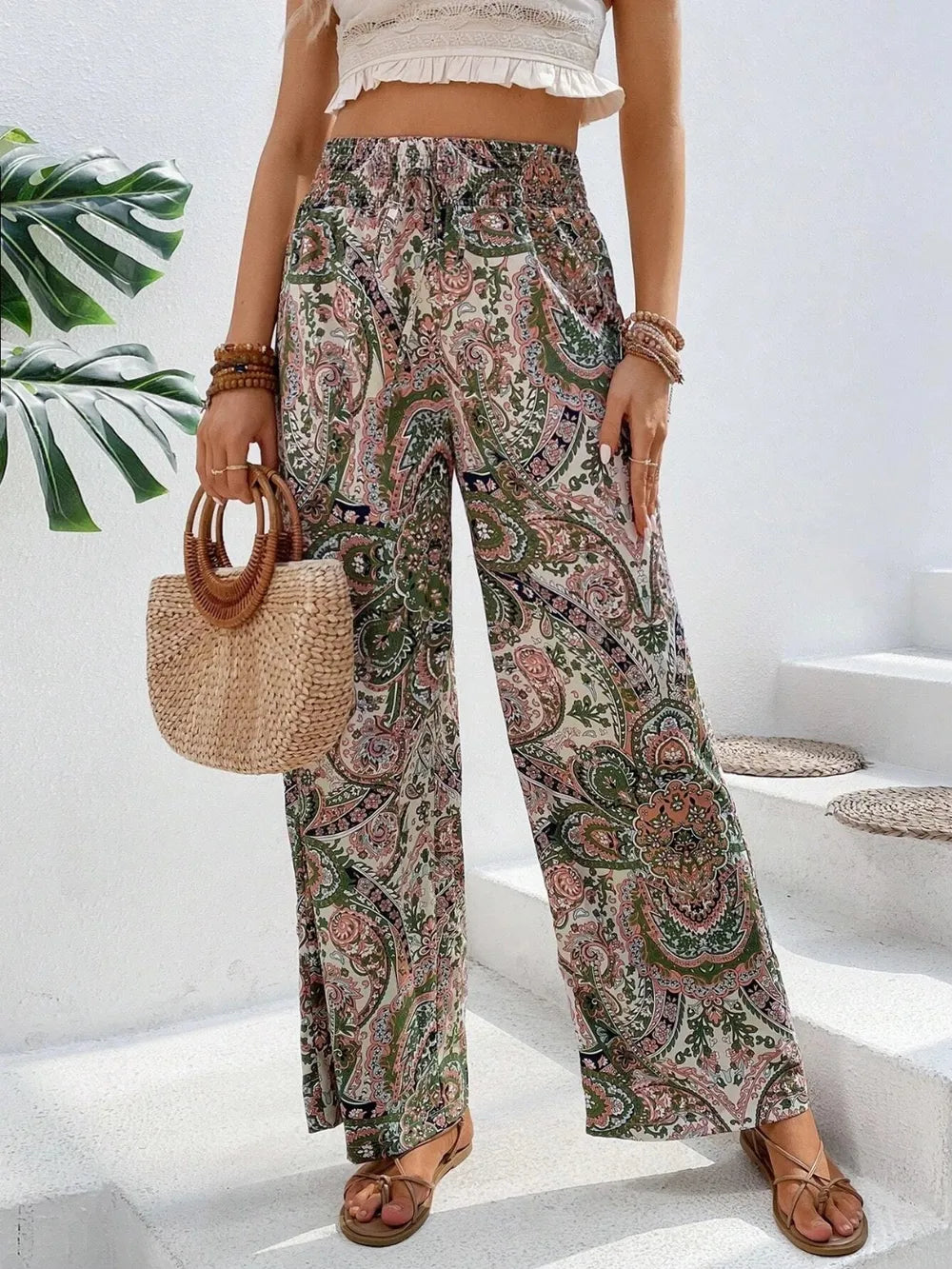 Printed Wide Leg Pants – Trendsi | ClozArt