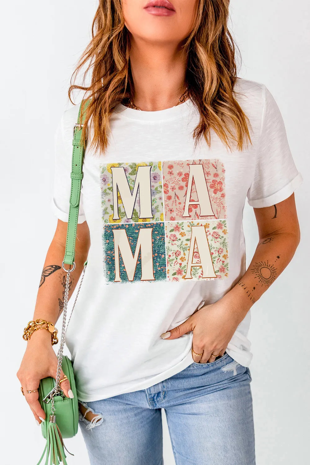 MAMA Round Neck Short Sleeve T-Shirt – Trendsi | ClozArt