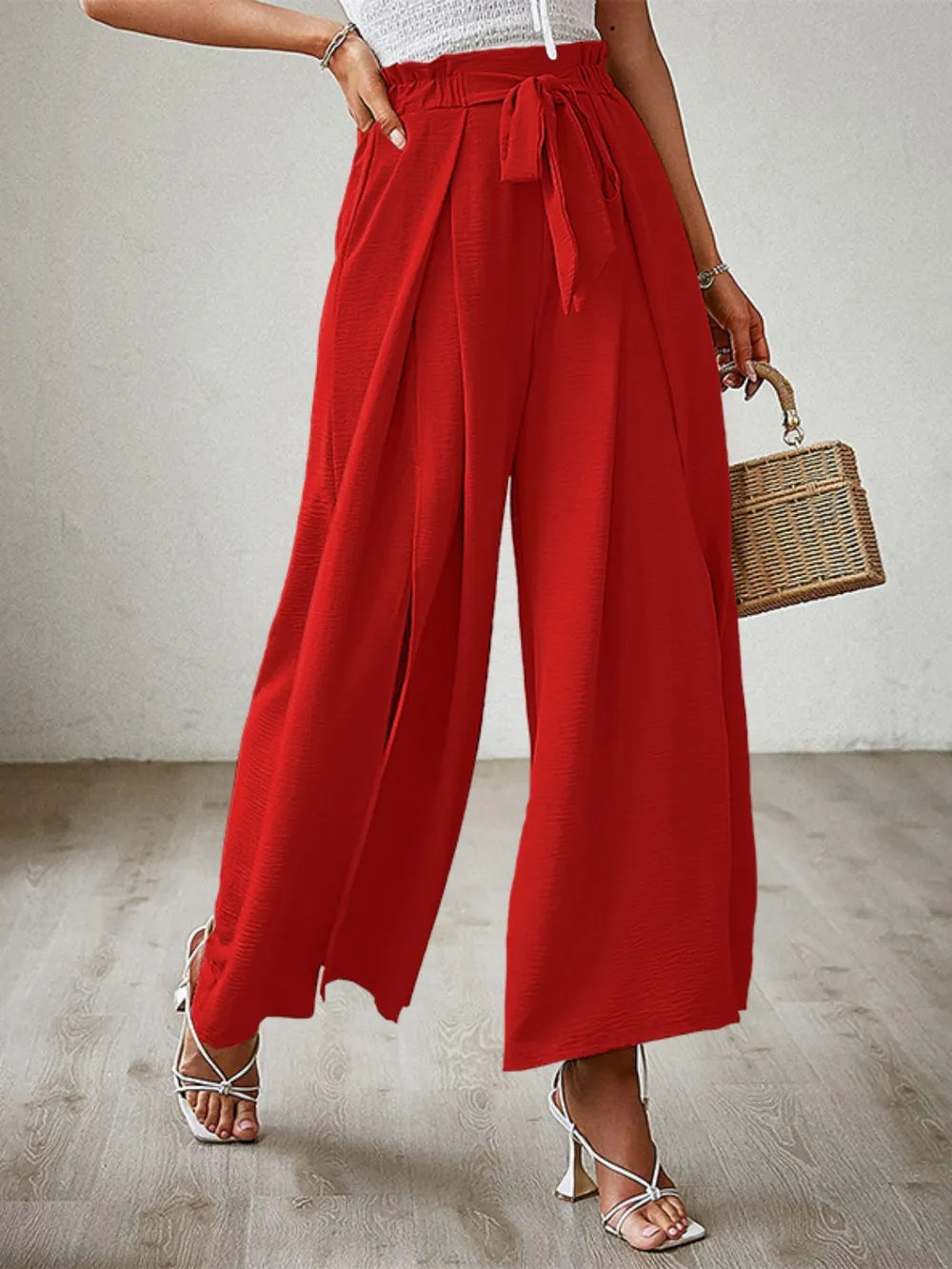Tied Slit Wide Leg Pants – Trendsi | ClozArt