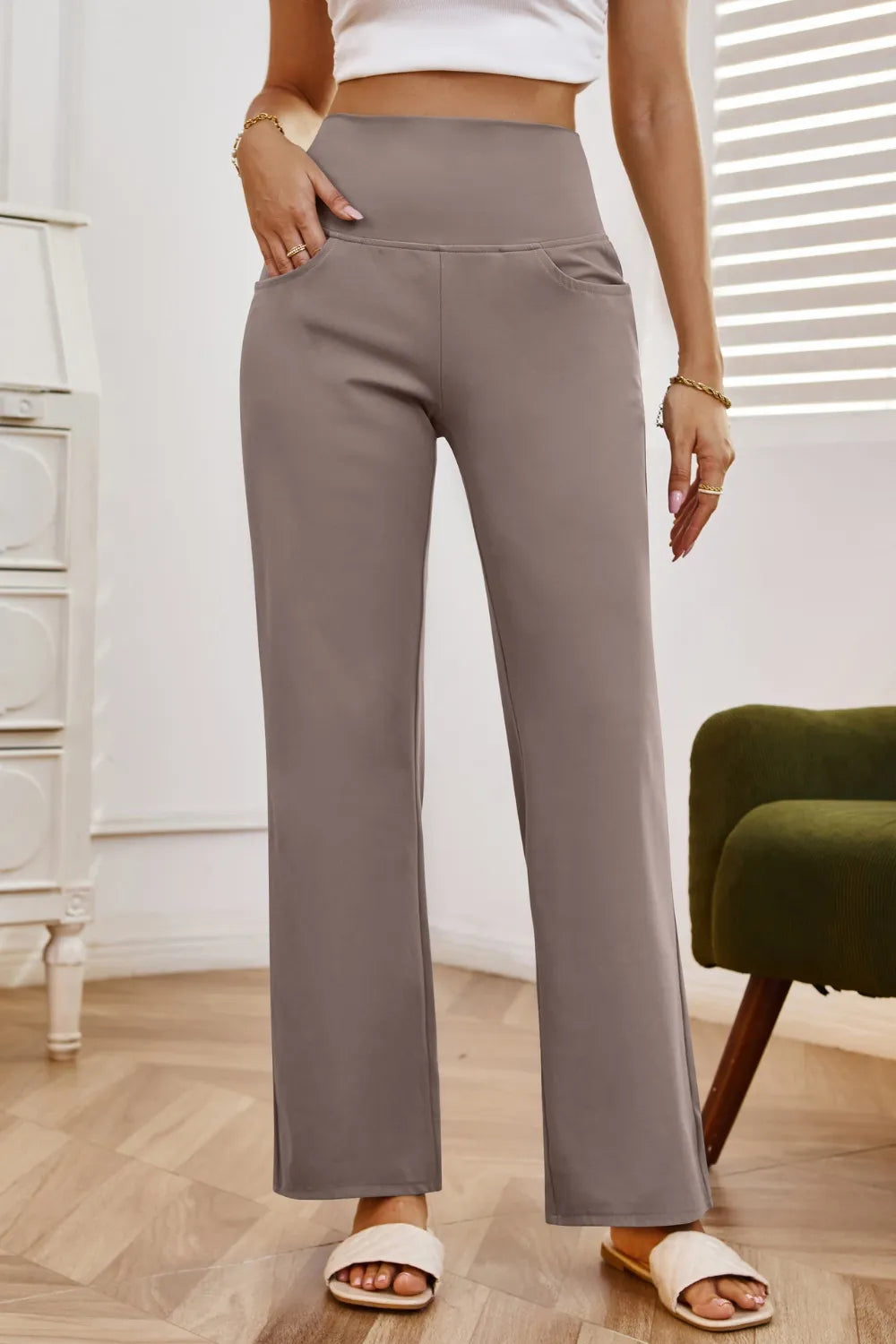 High Waist Wide Leg Pants with Pockets – Trendsi | ClozArt