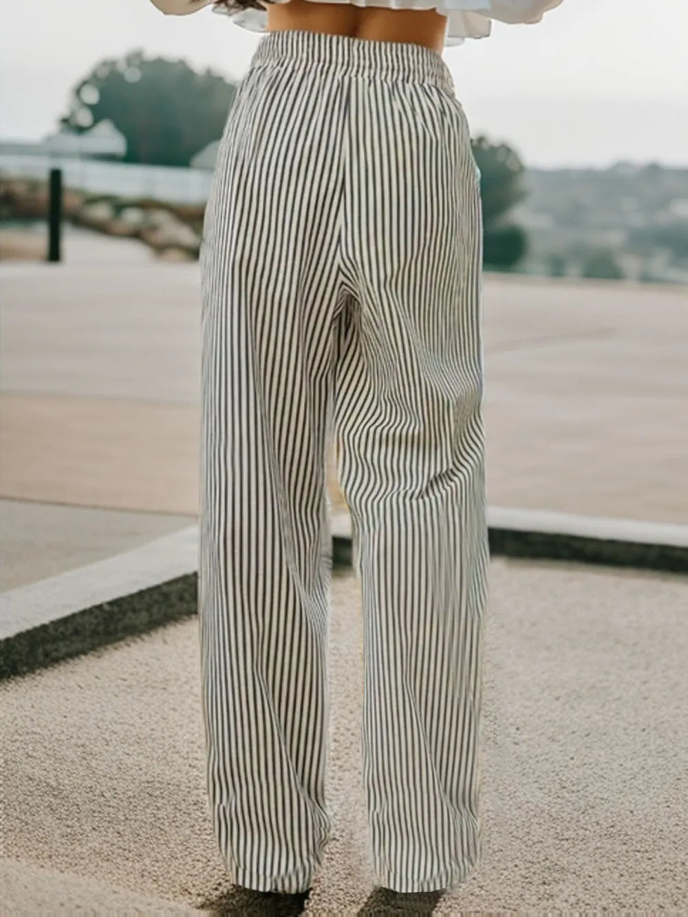 Drawstring Striped Elastic Waist Pants – Trendsi | ClozArt