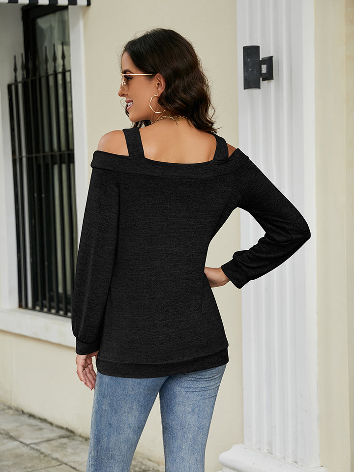 Cold Shoulder Cutout Square Neck Blouse – Trendsi | ClozArt