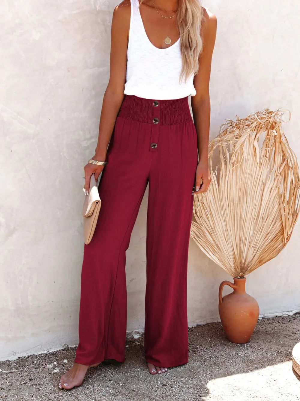 Full Size Decorative Button High Waist Pants – Trendsi | ClozArt