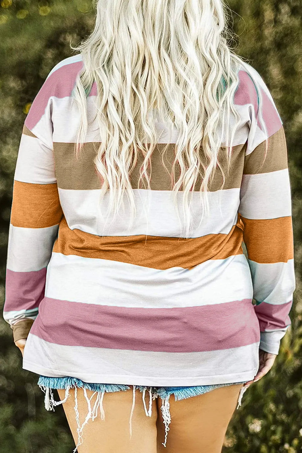 Plus Size Striped Slit Long Sleeve T-Shirt – Trendsi | ClozArt