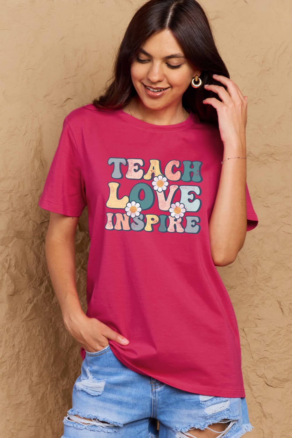 Simply Love Full Size TEACH LOVE INSPIRE Graphic Cotton T-Shirt – Trendsi | ClozArt