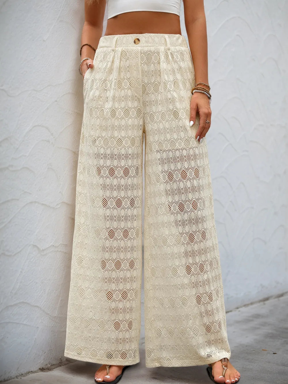 Decorative Button Wide Leg Pants – Trendsi | ClozArt