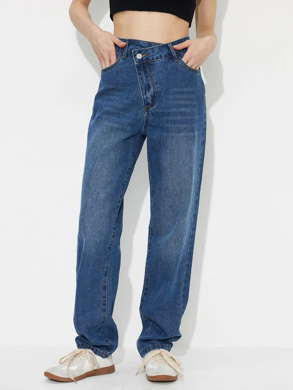 Asymmetric Waist Jeans with Pockets – Trendsi | ClozArt