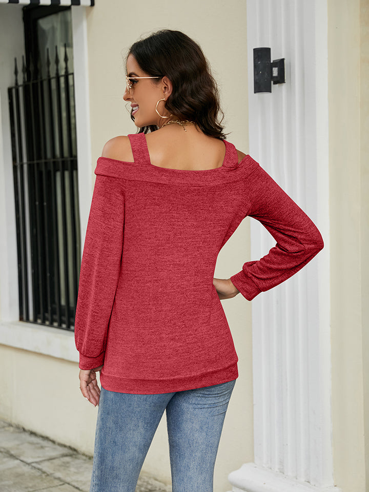 Cold Shoulder Cutout Square Neck Blouse – Trendsi | ClozArt