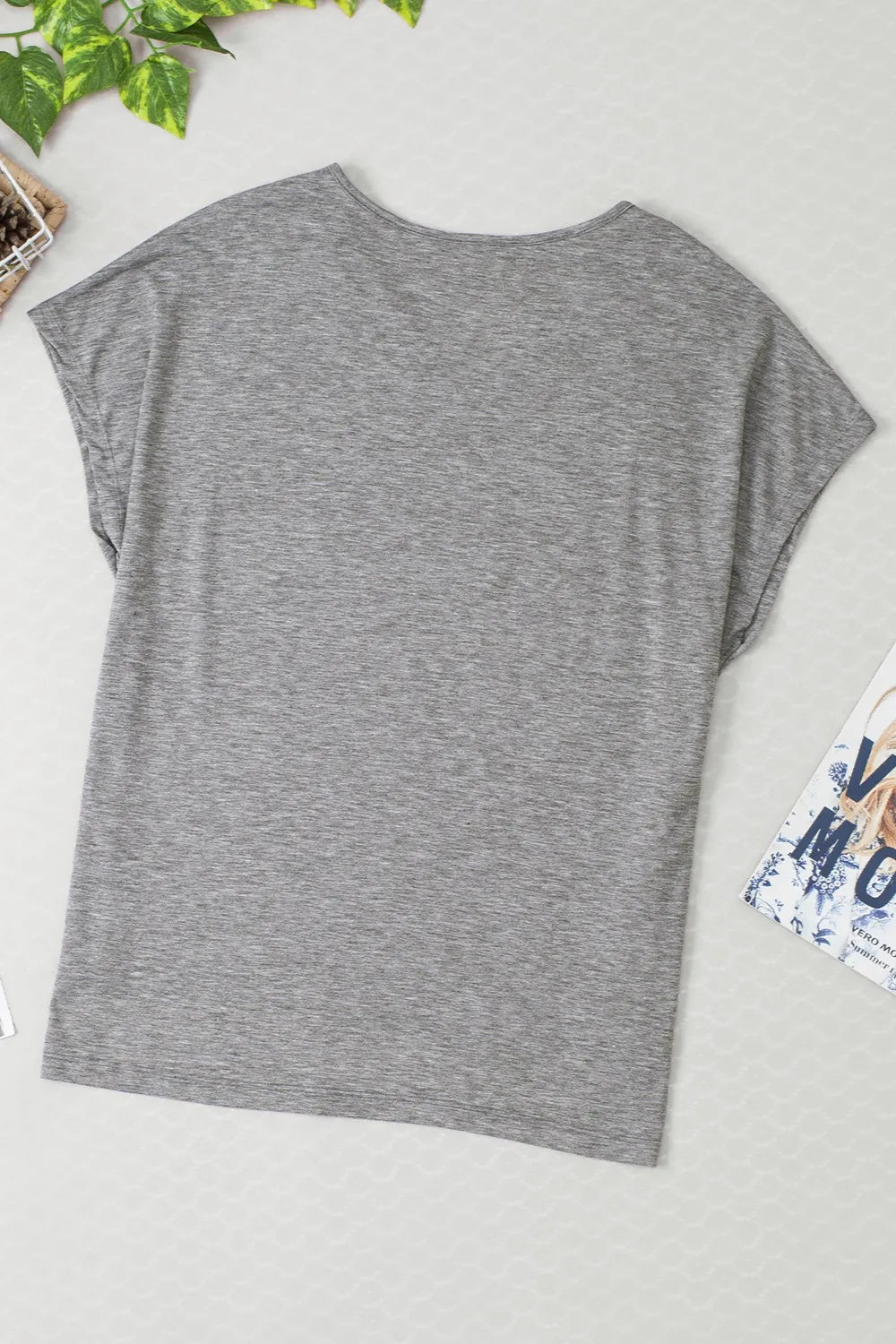 Heathered V-Neck Short Sleeve T-Shirt – Trendsi | ClozArt