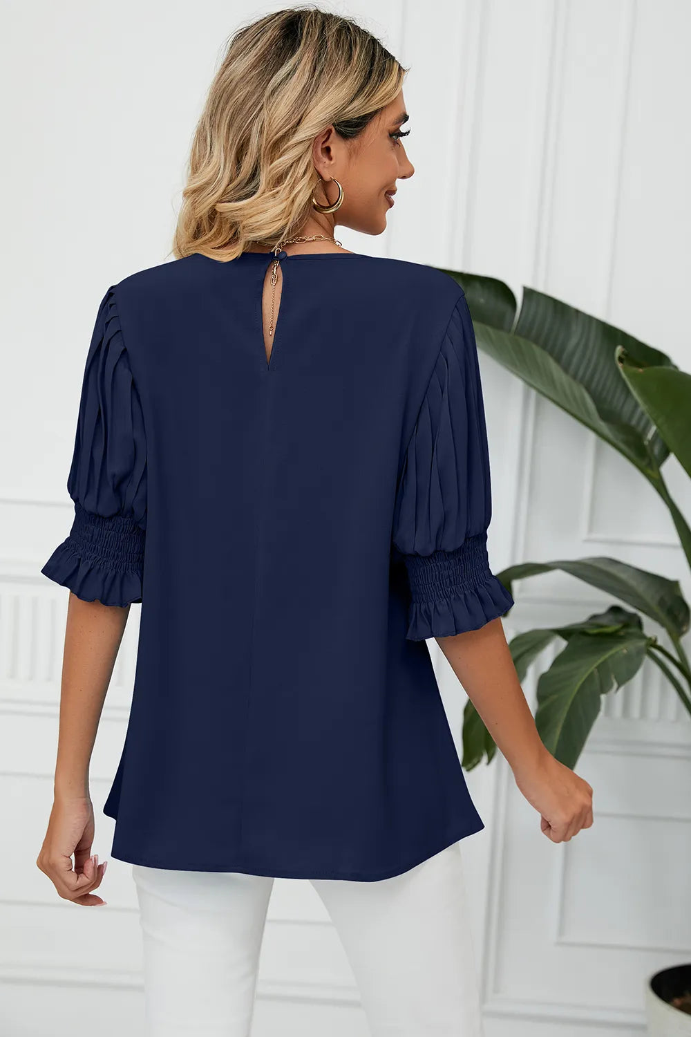 Frill Round Neck Lantern Sleeve T-Shirt – Trendsi | ClozArt