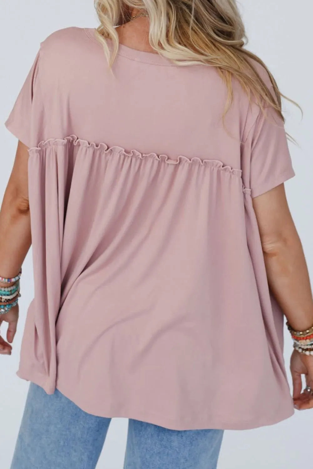 Frill Round Neck Short Sleeve T-Shirt – Trendsi | ClozArt