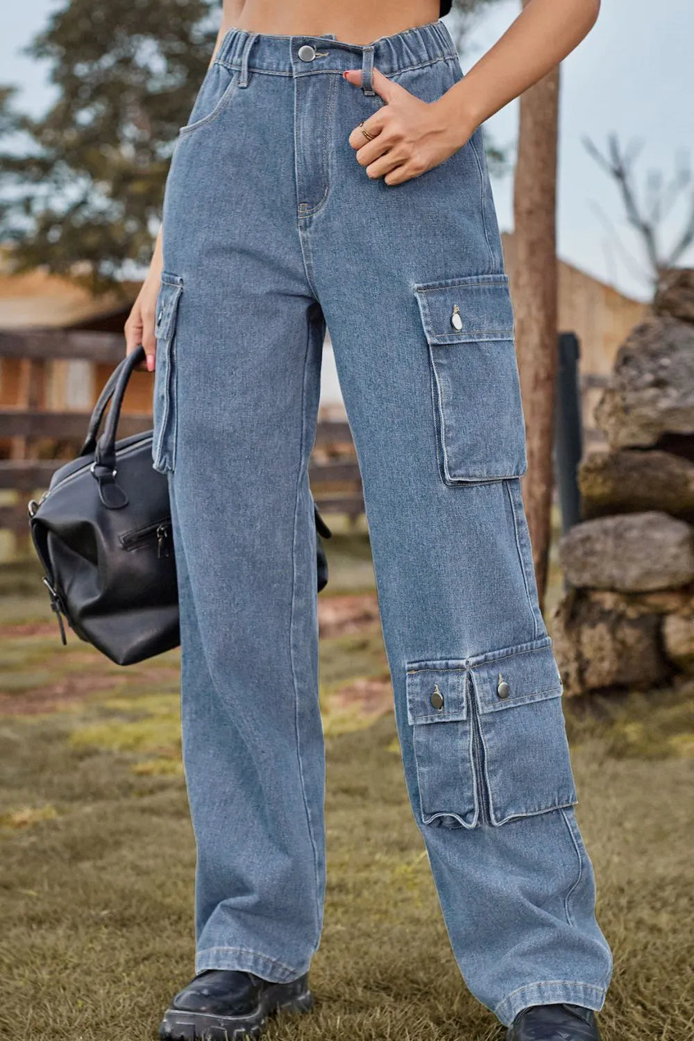 Loose Fit Long Jeans with Pockets – Trendsi | ClozArt
