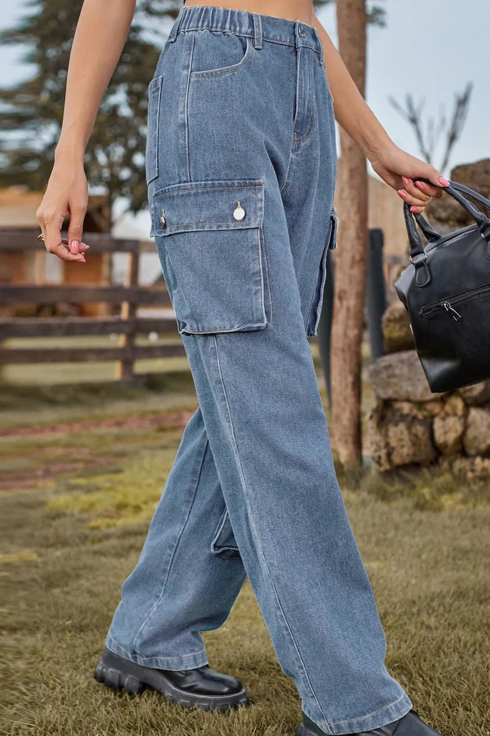 Loose Fit Long Jeans with Pockets – Trendsi | ClozArt