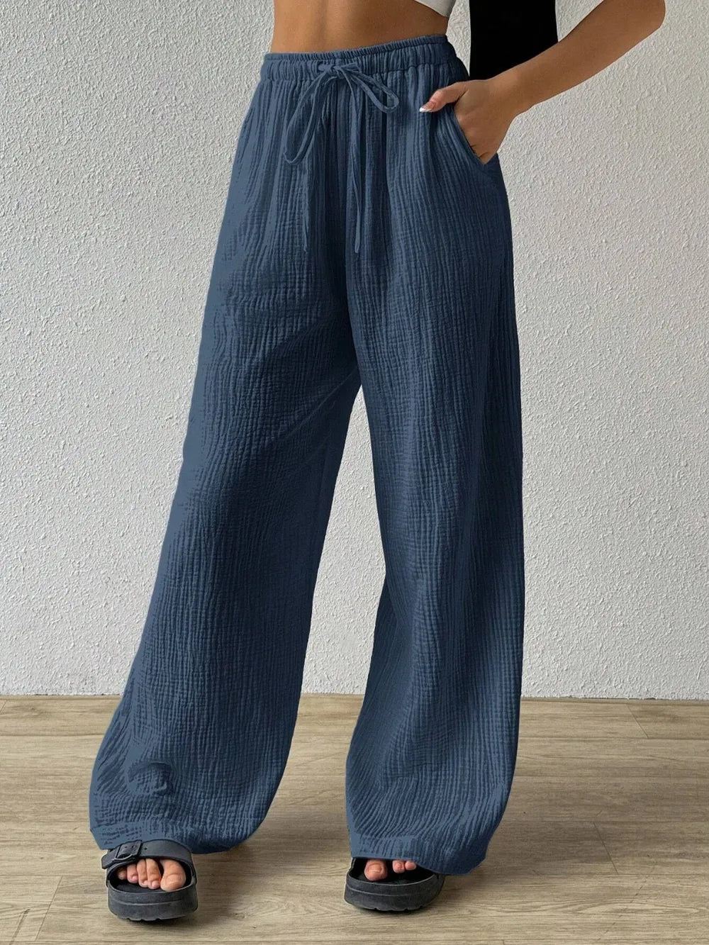 Drawstring Wide Leg Pants – Trendsi | ClozArt