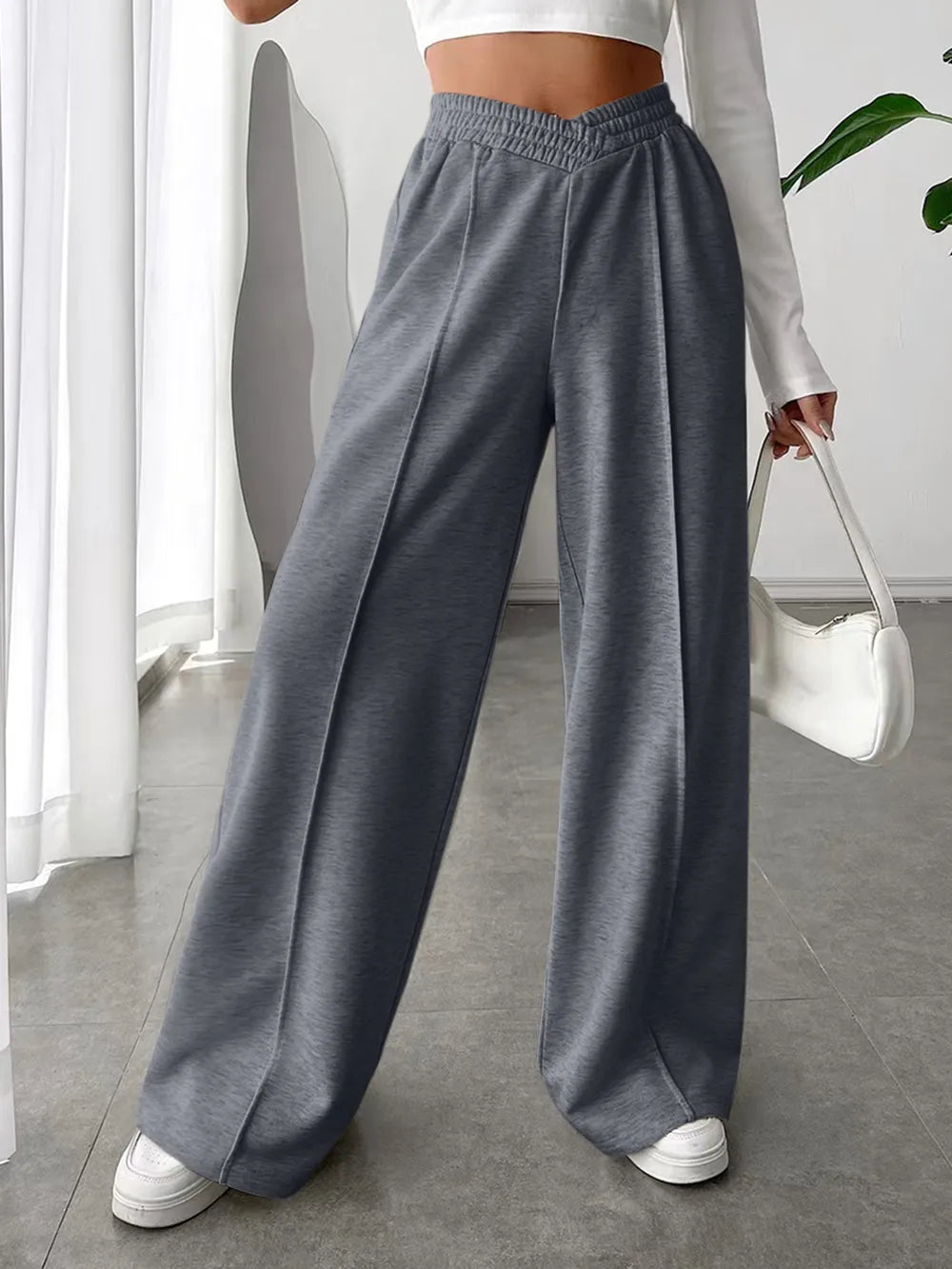 Elastic Waist Wide Leg Pants – Trendsi | ClozArt
