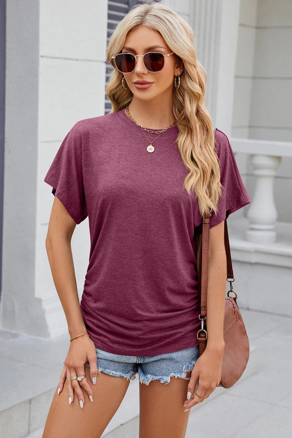 Round Neck Flutter Sleeve T-Shirt – Trendsi | ClozArt