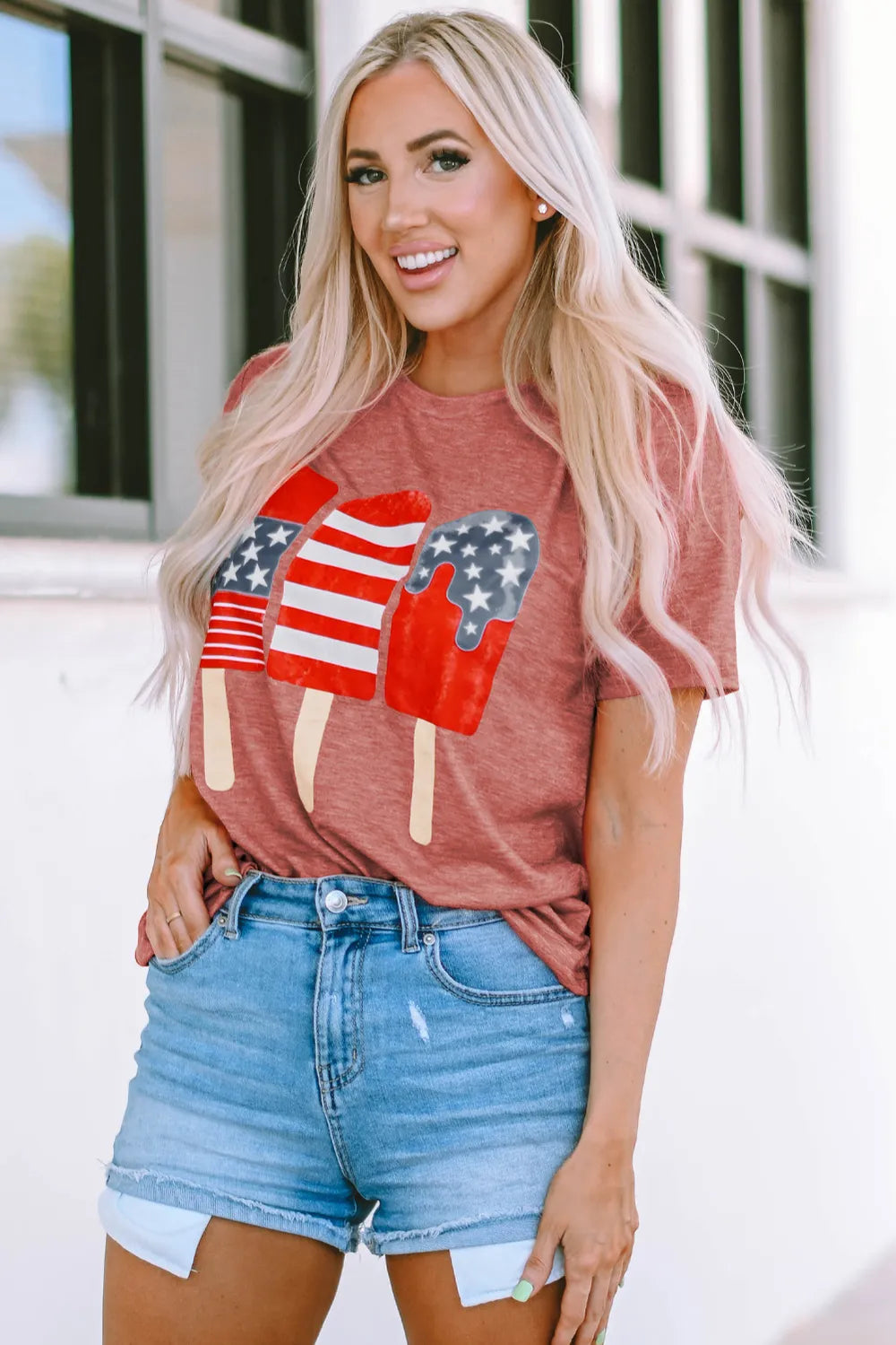 US Flag Round Neck Short Sleeve T-Shirt – Trendsi | ClozArt